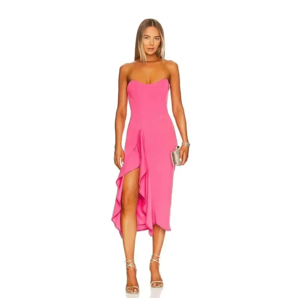 New/ Nwt Katie May Cascading Pink Ruffle Dress Sz M